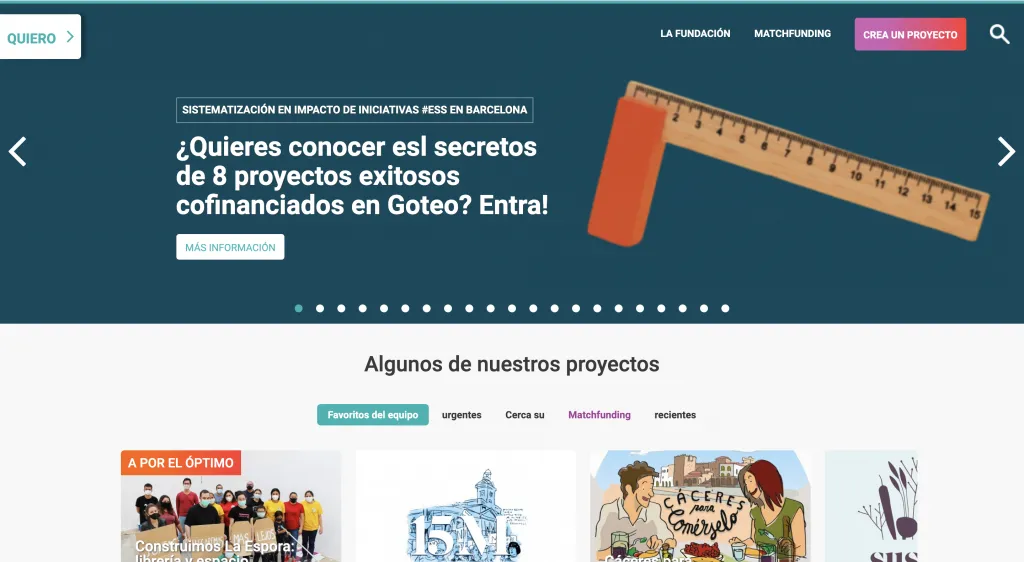 Plataforma de crowdfunding Goteo.org